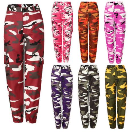 ThreePigeons™   Women Camouflage Cargo Trousers