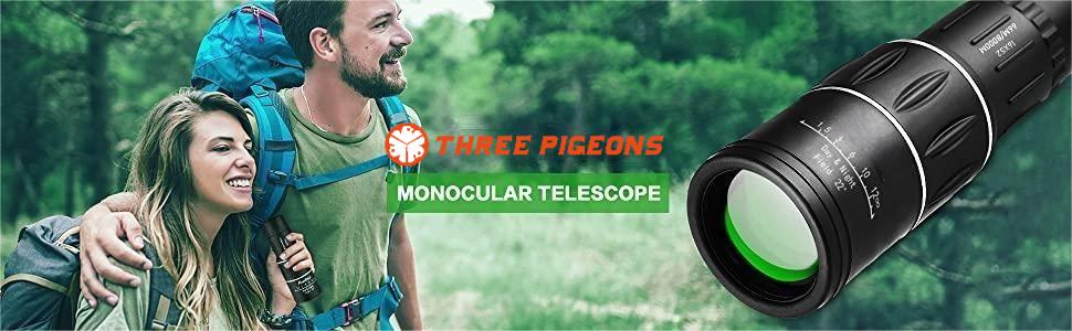 ThreePigeons™ 16X52 Monocular Telescope High Powered for Adults