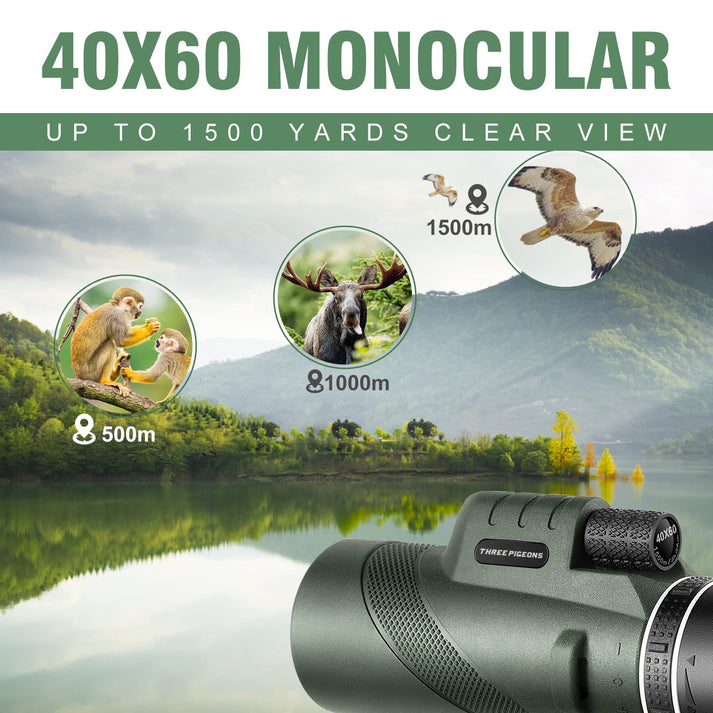 ThreePigeons™ 40X60 High Power Monocular Telescope