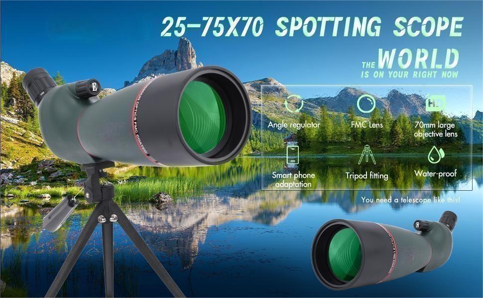 ThreePigeons™  Spotting Scope for Shooting Targets 25-75X70