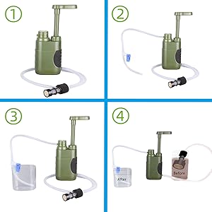 ThreePigeons™ Portable Hand Pump Water Filter