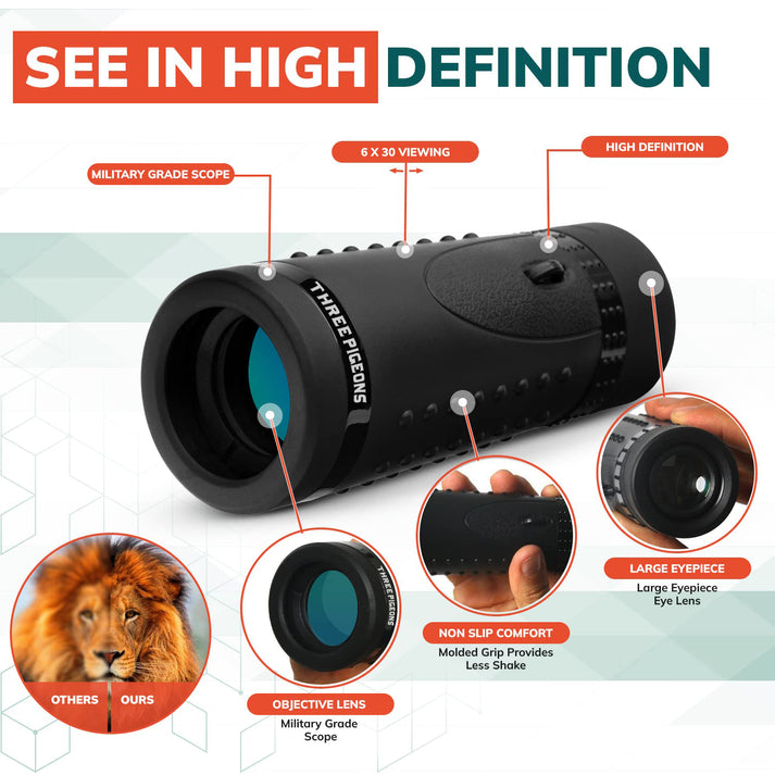 ThreePigeons™ High Definition Wide View Monocular Telescope