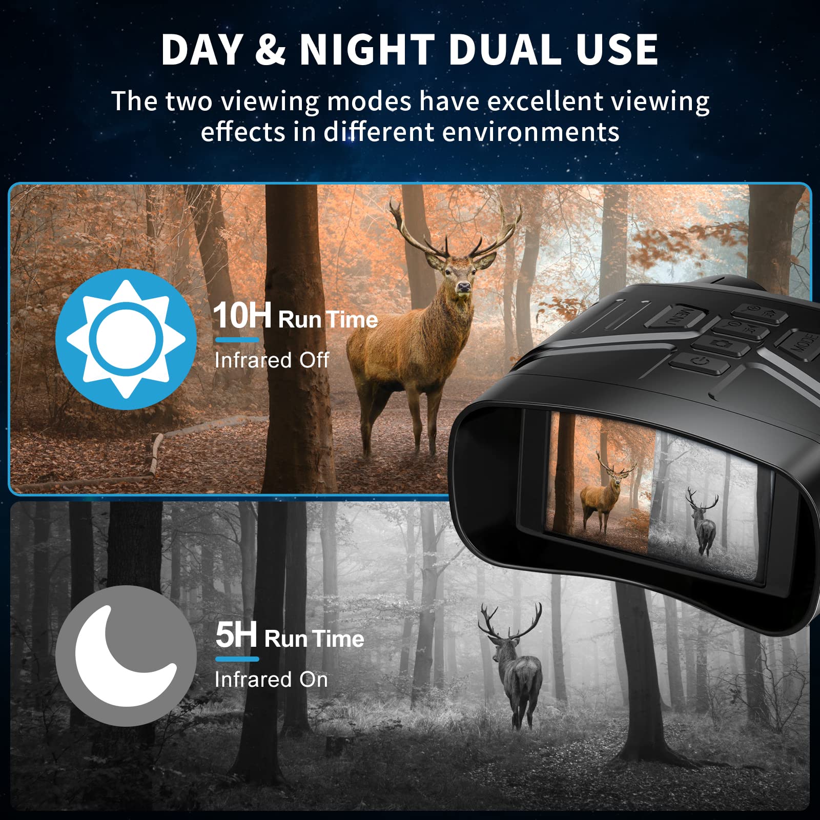 Black 4K Night Vision Binoculars for Adults