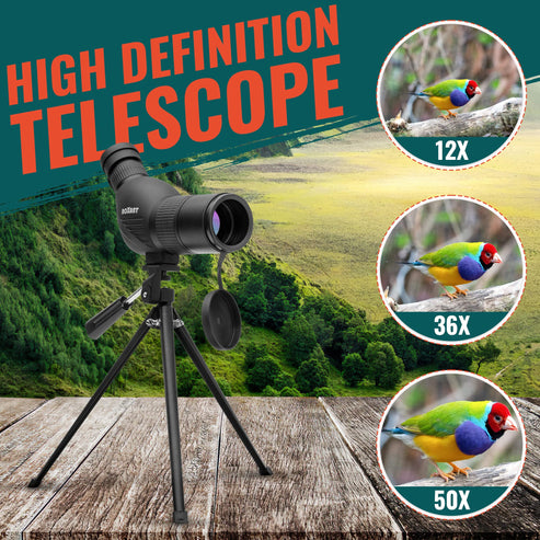 ThreePigeons™ Spotting Scope - 12-36x50 High Definition Telescope with Zoom