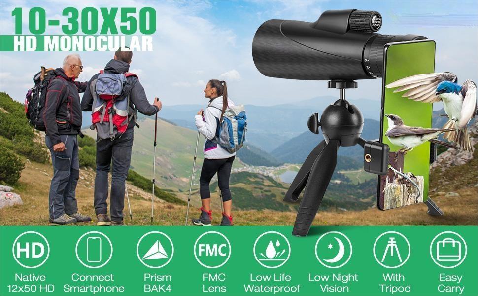 ThreePigeons™ High Power Monocular Telescope for Smartphone with Tripod